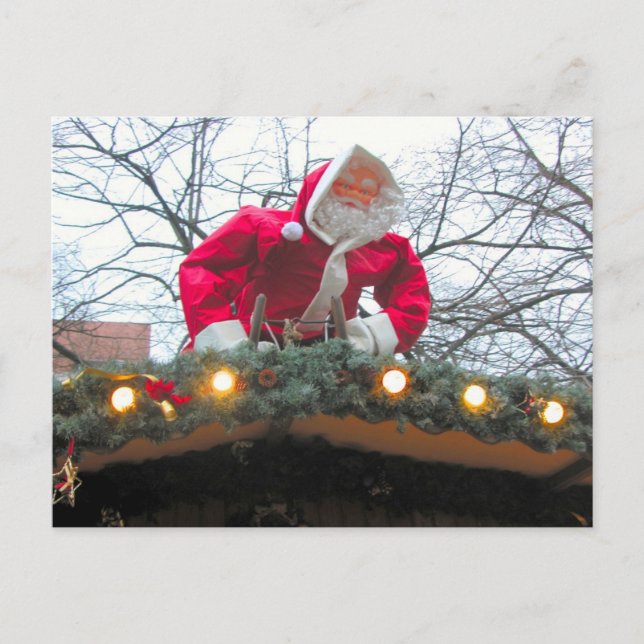 Den tyska jultomten på tak helg vykort (Framsida)