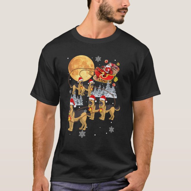 Den tyska schepherd Reindeer jul Santa Riding Do T Shirt (Framsida)