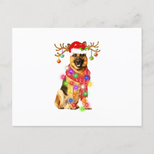 Den tyska schepherd Santa Hat Julafton Ljus Gift D Meddelande Vykort