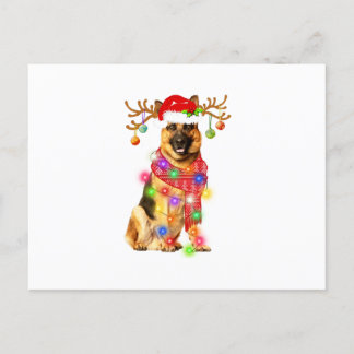 Den tyska schepherd Santa Hat Julafton Ljus Gift D Meddelande Vykort