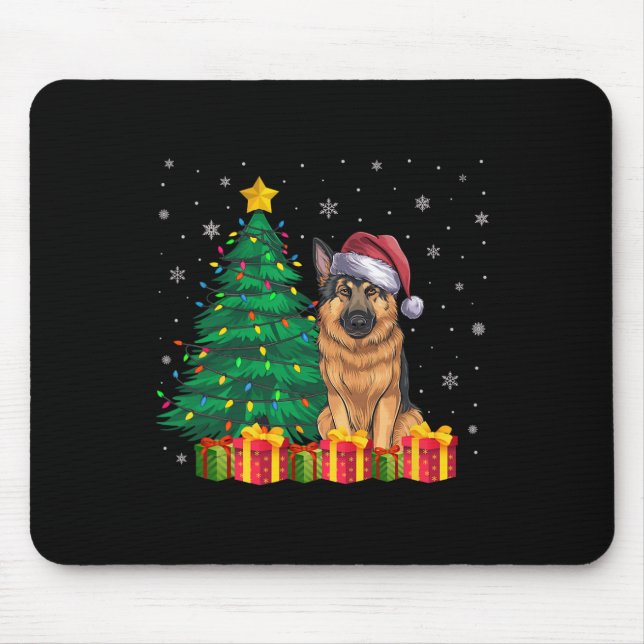 Den tyska schepherd Santa Hat-julen Ljus Do Musmatta (Framsidan)