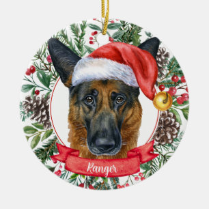 Den tyska Shepherd Anpassningsbar Hund jul Ornamen Julgransprydnad Keramik