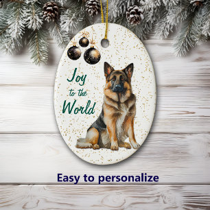 Den tyska shepherd-Hund Joy till jul i världen Julgransprydnad Keramik