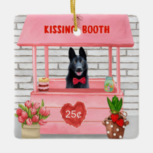 Den tyska Shepherd Hund Valentine Day Kissing Boot Julgransprydnad Keramik