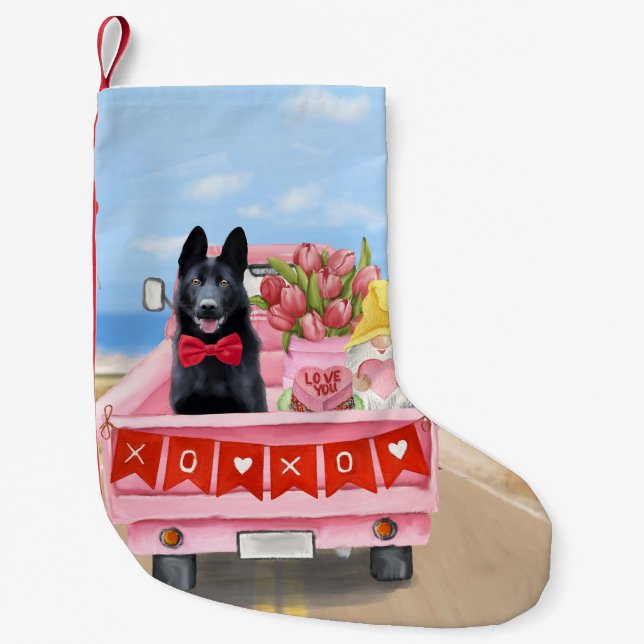 Den tyska Shepherd Hund Valentine Day Lastbil Hear Liten Julstrumpa (Framsidan)
