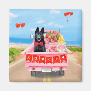 Den tyska Shepherd Hund Valentine Day Lastbil Hear Magnet