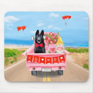Den tyska Shepherd Hund Valentine Day Lastbil Hear Musmatta