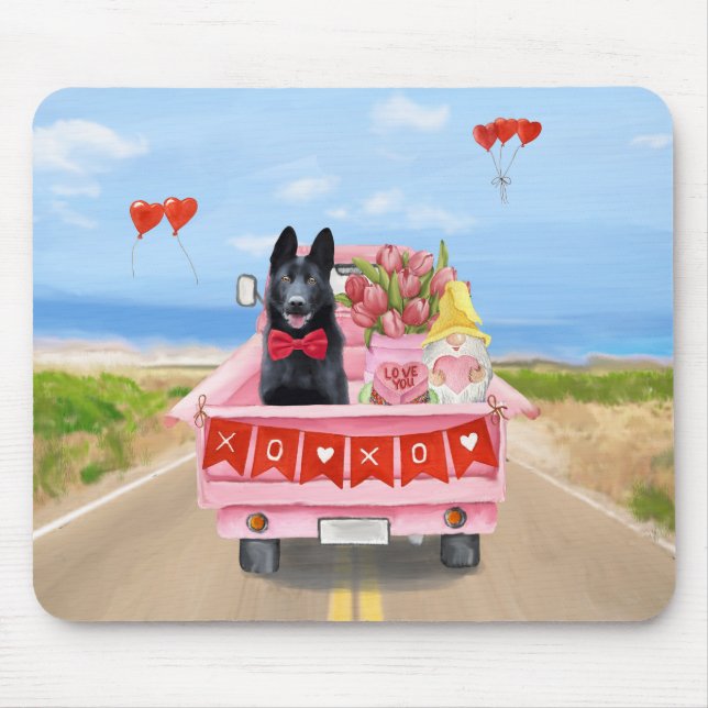 Den tyska Shepherd Hund Valentine Day Lastbil Hear Musmatta (Framsidan)