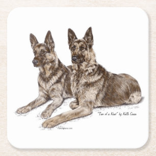 Den tyska Shepherd Hundar Underlägg Papper Kvadrat