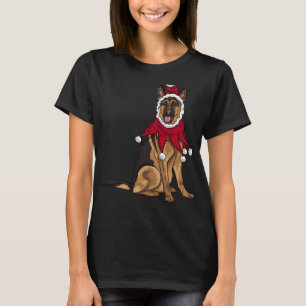 Den tyska shepherd-julen Hund Santa Julafton T Shirt