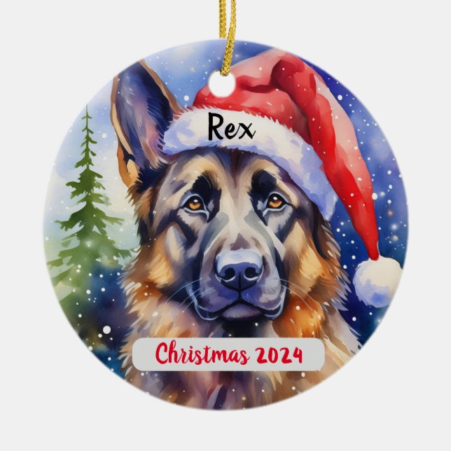 Den tyska Shepherd Personlig-julprydnaden Julgransprydnad Keramik (Framsidan)