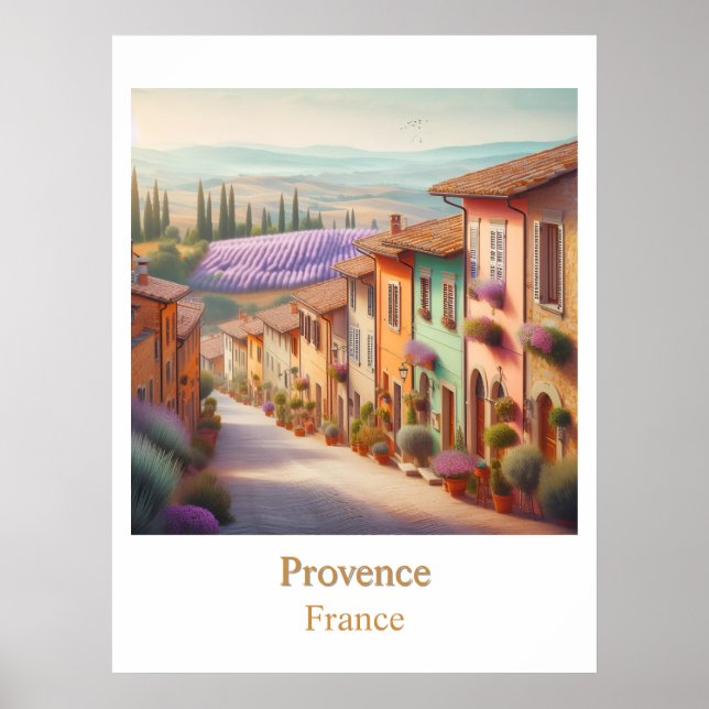 Den tysta byn Provence i akvarell  Poster (Framsidan)