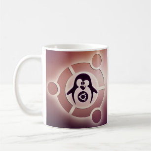 Den Ubuntu linuxen cirklar av vänlogotyp med tuxe Kaffemugg
