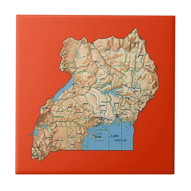 Den Uganda kartan belägger med tegel Kakelplatta (Framsidan)