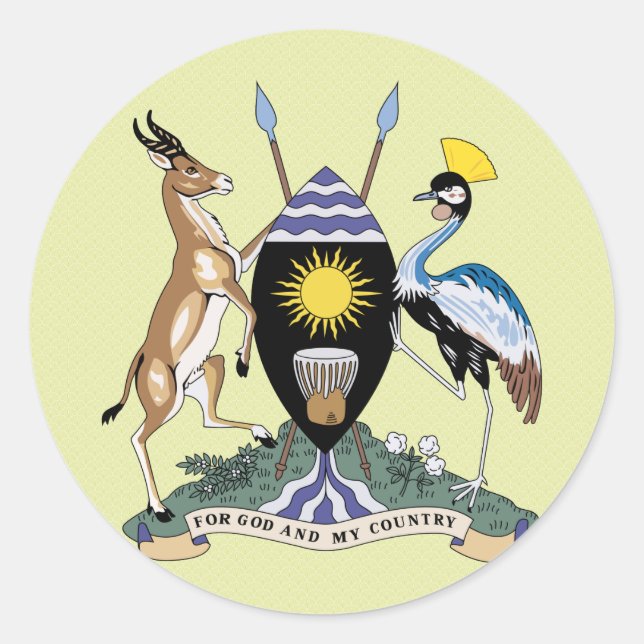 Den Uganda vapenskölden specificerar Runt Klistermärke (Framsida)