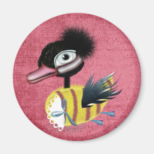 Den uggla Duckling-rosa-grungern Magnet