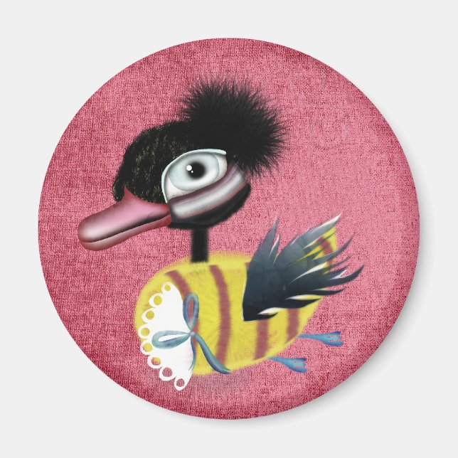 Den uggla Duckling-rosa-grungern Magnet (Framsidan)