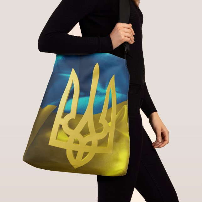 Den Ukraina 3D flagga och den Tryzub Crossbody Axelväska (Närbild)