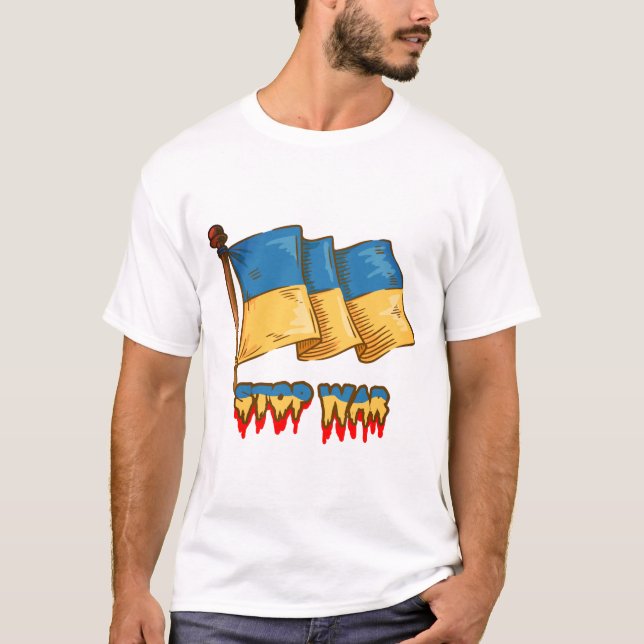 Den ukrainska flaggan: Stoppa kriget  T Shirt (Framsida)
