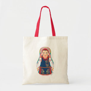 Den ukrainska flickan Matryoshka hänger lös Tygkasse