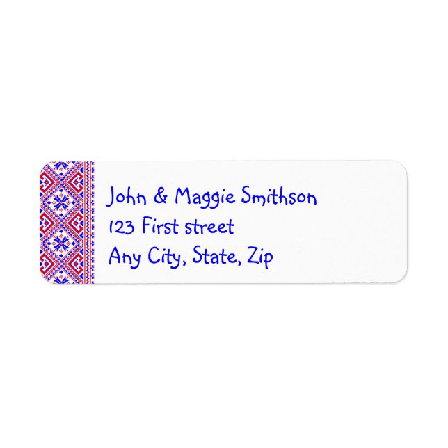 Den ukrainska folkens folkliga Embroidery Gräns Tr Returadress Etikett (Framsidan)