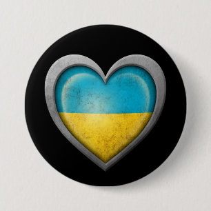 Den ukrainska hjärtaflagga med metall verkställe knapp