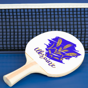 Den ukrainska nationella symbolen tryzub tillverka pingisracket