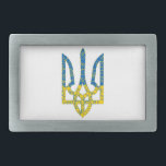 Den ukrainska tridenten texturerade flagga Ukraina<br><div class="desc">Texturerad ukrainsk nationalemblem trident tryzub i ukrainska färg och linjekretsen mönster</div>