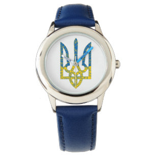 Den ukrainska tridenten texturerade flagga Ukraina Armbandsur