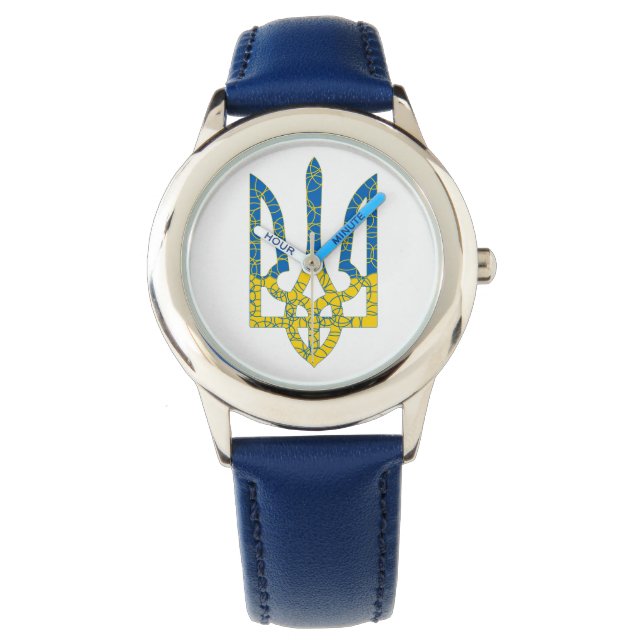 Den ukrainska tridenten texturerade flagga Ukraina Armbandsur (Framsida)