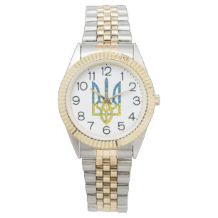Den ukrainska tridenten texturerade flagga Ukraina Armbandsur