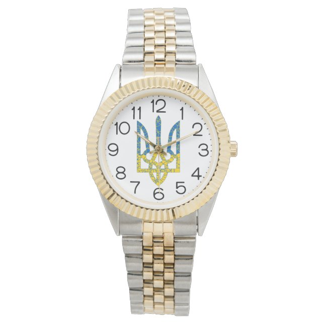 Den ukrainska tridenten texturerade flagga Ukraina Armbandsur (Framsida)