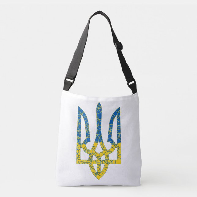 Den ukrainska tridenten texturerade flagga Ukraina Axelväska (Framsida)