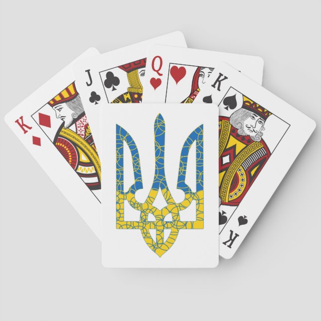 Den ukrainska tridenten texturerade flagga Ukraina Casinokort (Baksidan)
