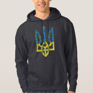 Den ukrainska tridenten texturerade flagga Ukraina Hoodie