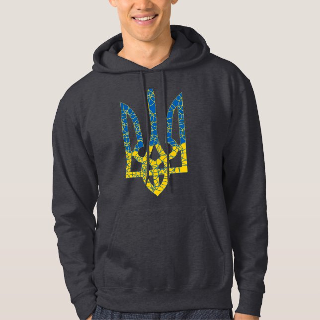 Den ukrainska tridenten texturerade flagga Ukraina Hoodie (Framsida)