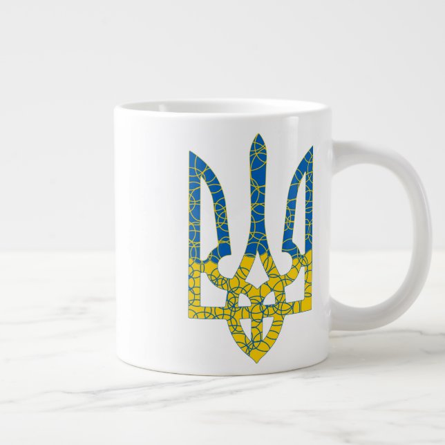 Den ukrainska tridenten texturerade flagga Ukraina Jumbo Mugg (Höger)
