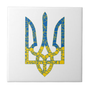 Den ukrainska tridenten texturerade flagga Ukraina Kakelplatta