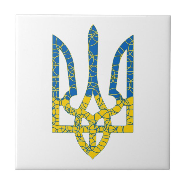 Den ukrainska tridenten texturerade flagga Ukraina Kakelplatta (Framsidan)