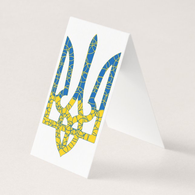 Den ukrainska tridenten texturerade flagga Ukraina Kort (Framsida)
