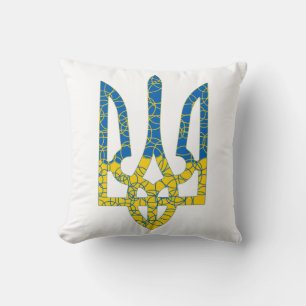 Den ukrainska tridenten texturerade flagga Ukraina Kudde