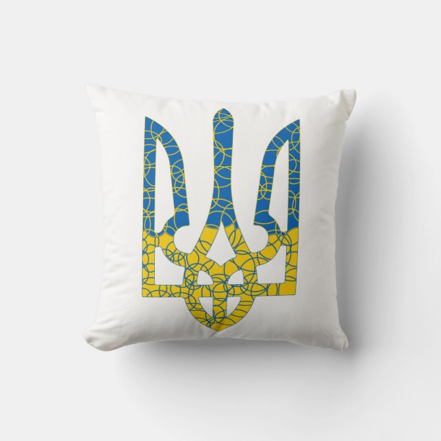 Den ukrainska tridenten texturerade flagga Ukraina Kudde (Framsida)