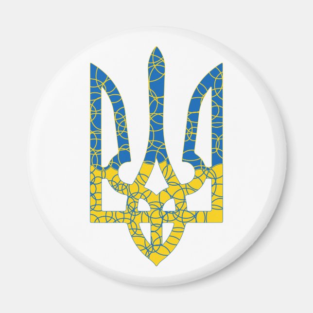 Den ukrainska tridenten texturerade flagga Ukraina Magnet (Framsidan)
