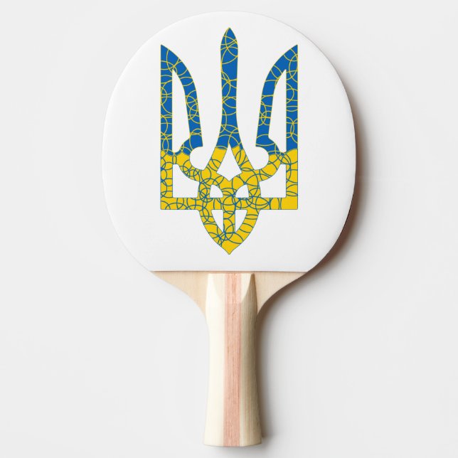 Den ukrainska tridenten texturerade flagga Ukraina Pingisracket (Framsidan)