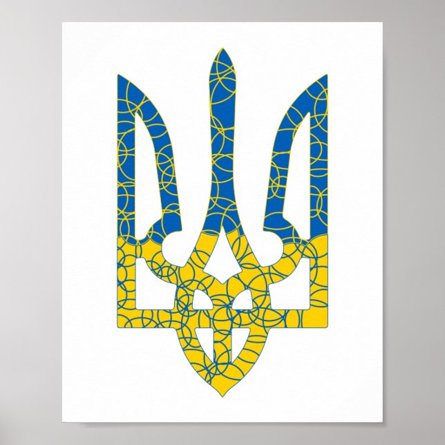 Den ukrainska tridenten texturerade flagga Ukraina Poster (Framsidan)