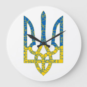 Den ukrainska tridenten texturerade flagga Ukraina Stor Klocka