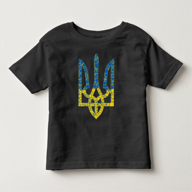 Den ukrainska tridenten texturerade flagga Ukraina T Shirt (Framsida)