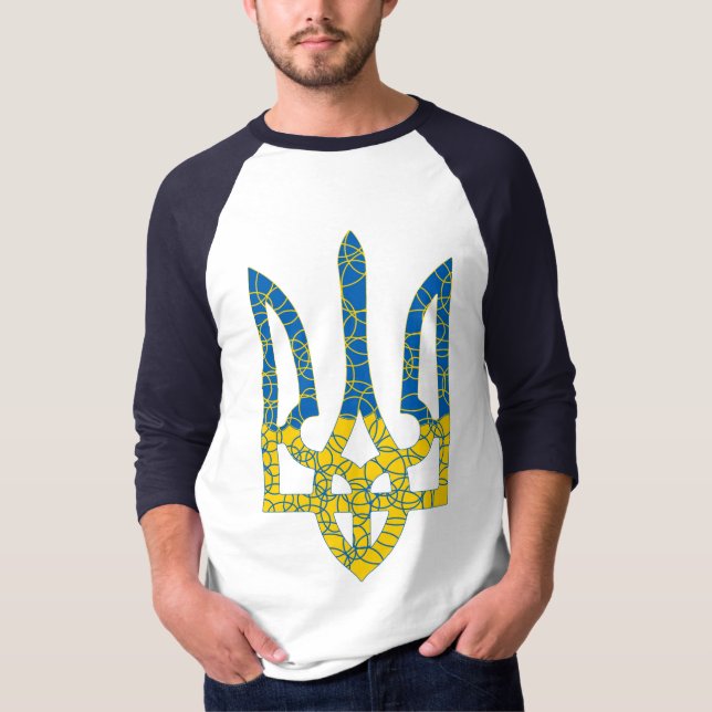 Den ukrainska tridenten texturerade flagga Ukraina T Shirt (Framsida)