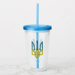Den ukrainska tridenten texturerade flagga Ukraina Take Away Mugg