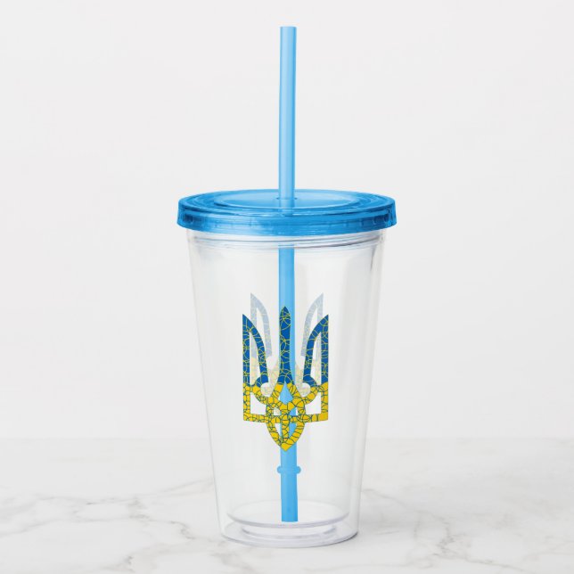 Den ukrainska tridenten texturerade flagga Ukraina Take Away Mugg (Framsida)